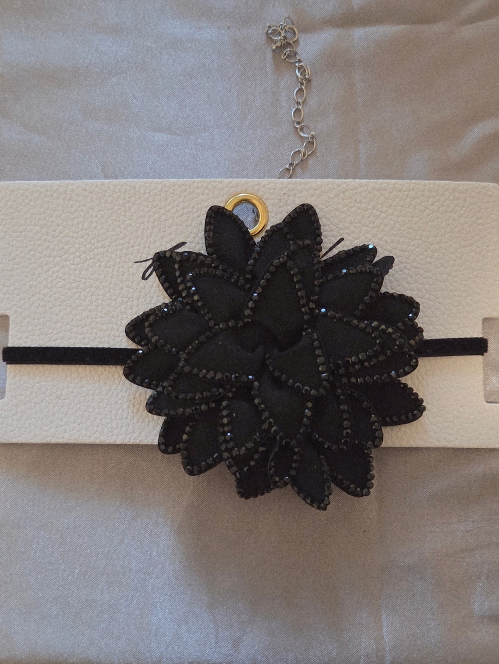 New Free People Dust Till Dawn Choker Necklace Black Rhinestone Flower